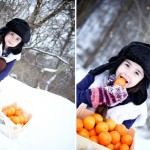 orenges in the snow