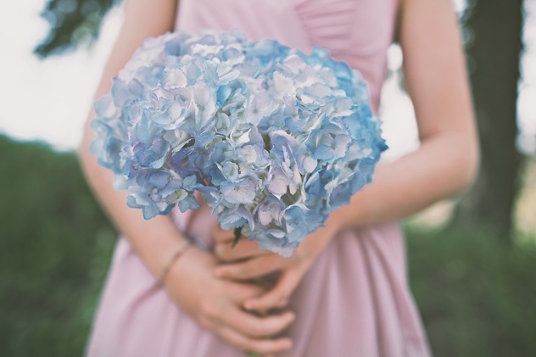 blue hydranga wedding details